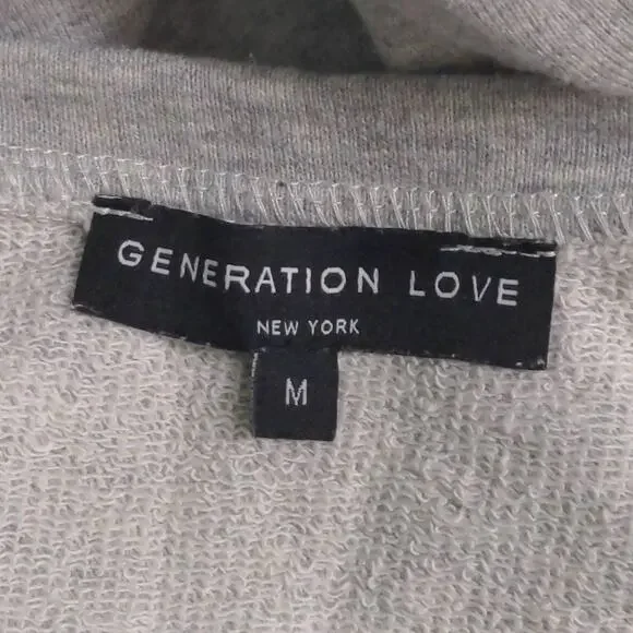 Generation Love Pullover Sweatshirt Women's M Gray Yellow Tassels Trim - Picture 3 of 6